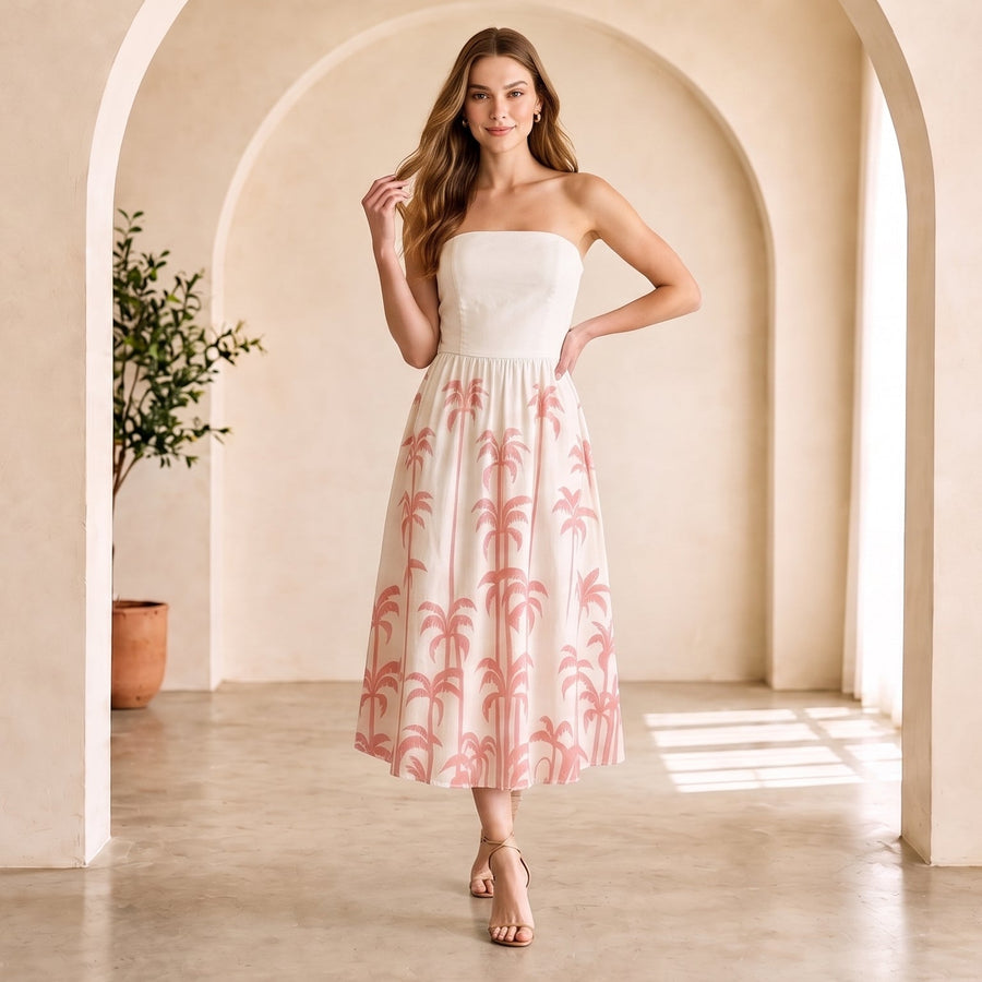 Vestido Tricoline Branco Estampado